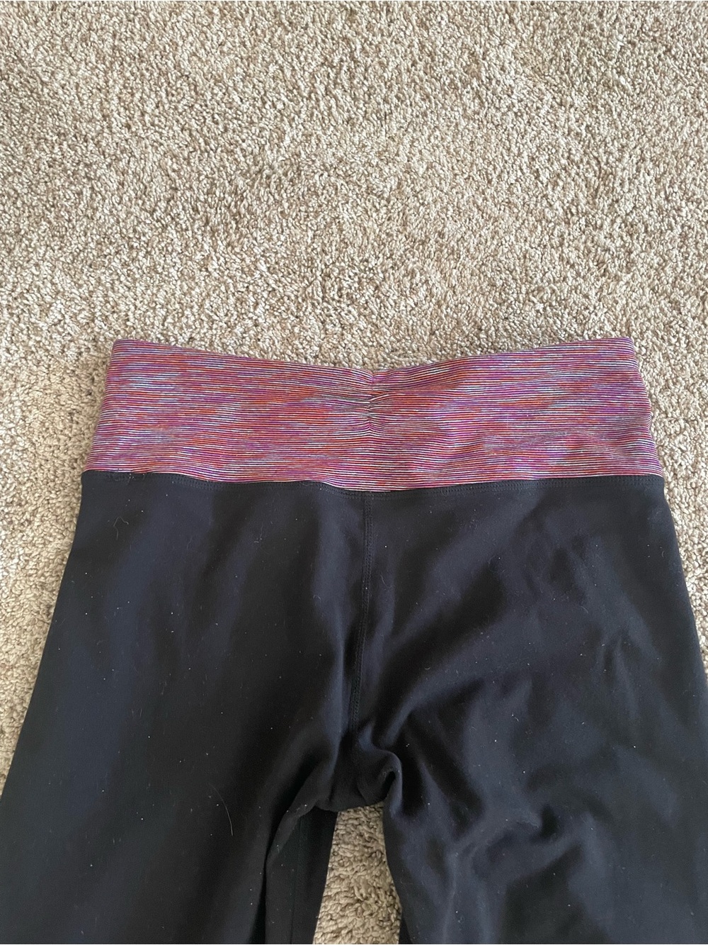 lululemon athletica Black Cropped Leggings with Pink Marled Waistband - Picture 3 of 9